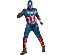 Rubies Disfraz Capitán América Deluxe para adultos, hombres y mujeres, Jumpsuit con pecho musculoso y máscara, Licencia Oficial Marvel, Brave New World para Carnaval, fiestas y cosplay