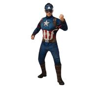 Rubies Disfraz Capitán América Deluxe para adultos, Jumpsuit acolchado con cubrebotas adjuntas y máscara, Licencia Oficial Marvel para fiestas, cosplay, despedidas de soltero y Carnaval