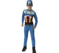 Rubies Disfraz Capitán América para niños y niñas, Jumpsuit con máscara, Traje básico, Licencia Oficial Marvel para Carnaval, cumpleaños y fiestas