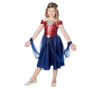 Rubies Disfraz Capitana Marvel Dress Deluxe para niñas, Vestido con cinturón, The Marvels Licencia Oficial para Carnaval, cumpleñaos y fiestas