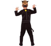 Rubies Disfraz Cat Noir para niños, Jumpsuit y antifaz, Oficial Miraculous Ladyb