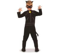 Rubies Disfraz Cat Noir para niños, Jumpsuit y antifaz, Oficial Miraculous Ladybug para Carnaval, Halloween, Navidad y cumpleaños