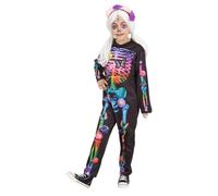 Rubies Disfraz Catrina Happy Flower para niñas y niños, Mono largo estampado y diadema, Licencia Oficial para Dia de los Muertos, Calavera mexicana, Halloween