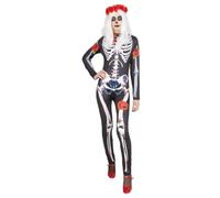 Rubies Disfraz Catrina Skelita Rosas para mujer, Mono estampado esqueleto y diadema de flores, Licencia Oficial, Día de los Muertos, Halloween, Fiestas