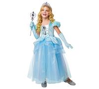 Rubies Disfraz Cenicienta para niña, Vestido de princesa azul con organza, Tiara y Guantes, Original, Ideal para halloween, navidad, carnaval y cumpleaños.