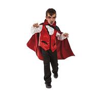 Rubies Disfraz Conde Drácula para niños y niñas, Camisa con chorrera, chaleco, pantalones y capa, Vampiro, Murcielago, Halloween, Cosplay y Fiestas