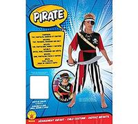 RUBIE'S Disfraz de Entrada Pirata de 8 a 10 años, Disfraz con Parte Superior, Pantalones, Diadema y cinturón Rojo, Multicolor para Carnaval, Navidad, cumpleaños, Fiestas y Halloween.