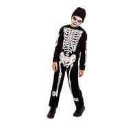 Rubies Disfraz de Esqueleto Skelito para niños y niñas, Jumpsuit impreso y gorro, Original Halloween, Carnaval y cumpleaños, S (3-4 Años)
