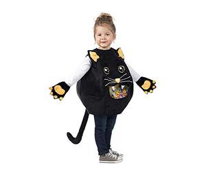 Rubies Disfraz de Gatita Negra Comelona para niña, traje gatita con boca grande traga caramelos, cola y guantes, original halloween, navidad, carnaval y cumpleaños.