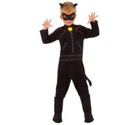 Rubies Disfraz Cat Noir para niños, Jumpsuit y antifaz, Oficial Miraculous Ladybug para Carnaval, Halloween, Navidad y cumpleaños