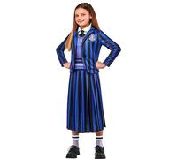 Rubies - Disfraz de lujo oficial para niño miércoles - Top con cuello y corbata, chaqueta y falda larga - Enid Uniforme - Talla infantil a elegir - Serie Wednesday - Disfraz de Halloween, para