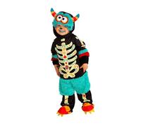 Rubies Disfraz de Monster catrina para niño y niña, talla bebé 1 a 2 años, Pelele con velcro, gorrito con ojos saltones para Halloween, Carnaval, fiestas y cosplay