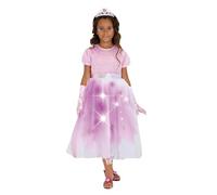 RUBIE'S - Disfraz de princesa brillante rosa con guantes satinados y tiara plateada, talla 7-8 años, ¡Encarda la princesa de tus sueños!