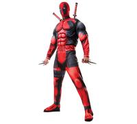Rubies Disfraz Deadpool Deluxe para adultos, Jumpsuit con pecho musculoso, cubrebotas y máscara, Oficial Marvel para Carnaval, Halloween, Fiestas