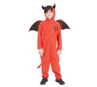 Rubies Disfraz Diablo Alado para niños y niñas, Jumpsuit con capucha con cuernos, cola y alas, Licencia Oficial para Halloween, Terror, Fiestas, Cosplay