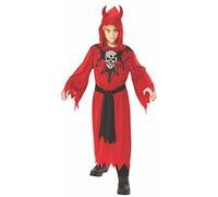 Rubies Disfraz Diablo Justiciero para niño, Traje con capucha de cuernos y cinturón de tela negro, Original, Ideal para halloween, carnaval y cumpleaños.