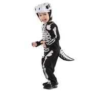 Rubies Disfraz Dinosaurio Esqueleto para niños y niñas, Jumpsuit con cola y capucha, Licencia Oficial, Dino Skeleton, Esqueletos para Halloween, Carnaval, Fiestas y Cosplay