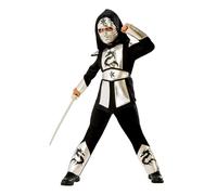 Rubies Disfraz Dragon Ninja Silver para niño, Camisa con Capucha, Pantalones, cinturón y máscara, para Carnaval, Cumpleaños