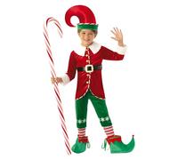 Rubies Disfraz Elfo Boy Deluxe para niños, Chaqueta con pantalón, calentadores, cinturón, gorro y cubrezapatos, Elfos Navideños, Duendes, para Navidad, funciones escolares, fiestas (TallaXXS 3-4 años)