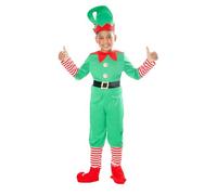 Rubies Disfraz Elfo Navideño para niño, Jersey con pantalón, cinturón, cubrebotas y gorro para Navidad, Duende, funciones escolares, Papa Noel (Talla XS de 5 a 6 años)