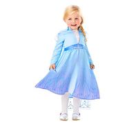 Rubies Disfraz Elsa Frozen 2 para niña, Vestido Oficial Elsa de Frozen en color azul, con detalles en purpurina y capa transparente para halloween, navidad, carnaval y cumpleaños