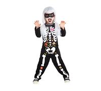 Rubies Disfraz Esqueleto Candy para niños y niñas, Jumpsuit con detalles impresos y antifaz, original halloween, carnaval y cumpleaños, S8673-S