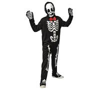 Rubies Disfraz Esqueleto Elegante Glow in Dark para niños, Jumpsuit, pajarita, guantes y máscara, Oficial Halloween, Carnaval, Cumpleaños y Fiesta