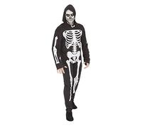 Rubies Disfraz Esqueleto para Adulto, Jumpsuit Impreso con Capucha, Oficial Rubies para Halloween, Carnaval, Fiestas, Cumpleaños