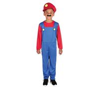 Rubies Disfraz Fontanero para niños y niñas, Jumpsuit con gorra y bigote, Rojo y azul, Licencia Oficial, Bros, Brothers, Hermanos Fontaneros para Carnaval, fiestas y cumpleaños