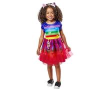Rubies Disfraz Gabbys Dollhouse Rainbow para niñas, Vestido arco iris con detalles impresos y diadema con orejas, Oficial Gabby Dollhouse para Carnaval, Navidad, Cumpleaños, Fiestas y Halloween.