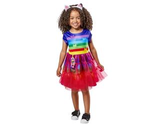 Rubies Disfraz Gabbys Dollhouse Rainbow para niñas, Vestido arco iris con detalles impresos y diadema con orejas, Oficial Gabby Dollhouse para Carnaval, Navidad, Cumpleaños, Fiestas y Halloween.