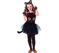 Rubies Disfraz Gatita negra tutuween para niña, Top impreso de gata color negro, diadema, tutu con cola y medias, Original, Ideal para halloween, carnaval y cumpleaños