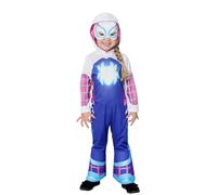 Rubies Disfraz Ghost Spider Glow in dark Preschool para niñas, Jumpsuit, cubre botas y máscara, Oficial Marvel para Carnaval, Navidad, Cumpleaños, Fiestas y Halloween.