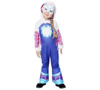 Rubies Disfraz Ghost Spider Glow in dark Preschool para niñas, Jumpsuit, cubre botas y máscara, Oficial Marvel para Carnaval, Navidad, Cumpleaños, Fiestas y Halloween.