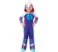 Rubies Disfraz Ghost Spider para niños y niñas, Jumpsuit con capucha adjunta, cubrebotas y máscara, Oficial Marvel, Spidey & Friends para Halloween, Carnaval, cumpleaños y Navidad