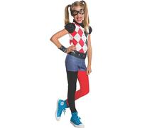 Rubies Disfraz Harley Quinn Classic para niña, Top con pantalones, cinturón, muñequera y antifaz, Licencia Oficial Warner Bros, DC Comics para Halloween, Carnaval, Fiestas