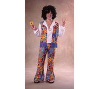 Rubies Disfraz Hippie para hombre, Camisa con chaleco, pantalón de campaña y cinta para la cabeza, Fiesta temática, Disfraces Hippies para adultos, Flower Power, Años 60 Carnaval