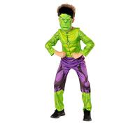Rubies Disfraz Hulk para niño, Jumpsuit estampado y máscara con pelo, Oficial Marvel, Disfraz sostenible Green Colección para halloween, navidad, carnaval y cumpleaños.