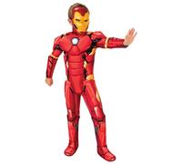 Rubies Disfraz Iron Man Deluxe para niños, Jumpsuit con pecho acolchado, cubrebotas y máscara, Oficial Marvel para Carnaval, Navidad, Cumpleaños, Fiestas y Halloween