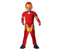 Rubie's Disfraz Iron Man Deluxe Preschool, Jumpsuit acolchado y máscara, Talla 1-2 años, Lic. Marvel