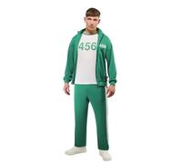 Rubies Disfraz Jugador 456 para hombres y mujeres, Chándal jugadores verde con chaqueta, camiseta y pantalones, Licencia Oficial Juego del Calamar, Squid Game para Halloween, fiestas y Cosplay