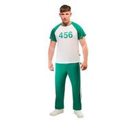 Rubies Disfraz Jugador 456 para hombres y mujeres, Chándal jugadores verde con chaqueta, camiseta y pantalones, Licencia Oficial Juego del Calamar, Squid Game para Halloween, fiestas y Cosplay