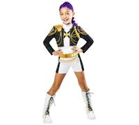 Rubies DISFRAZ KPOP RUMI GOLD CLASSIC, para niña, niñas, k-pop- rumi, netflix, Top y pantalones cortos, Licencia oficial Netflix, demon hunters, huntrix, para carnaval, fiestas y cosplay. TALLA M