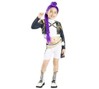 Rubies DISFRAZ KPOP RUMI GOLD DELUXE niña, niñas, k-pop, rumi, netflix, Top de lentejuelas, shorts con cinturón extraíble y perneras, Licencia oficial Netflix, huntrix, carnaval, cosplay. TALLA L
