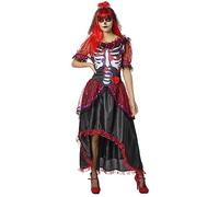 Rubies Disfraz La Catrina para mujer, Vestido impreso y diadema con velo, Oficial Halloween, Carnaval, Fiestas y cumpleaños