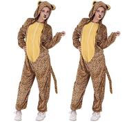Rubies Disfraz Leopardo para adulto, Talla única, Jumpsuit con capucha y cola, Oficial, Carnaval, Navidad, Cumpleaños, Fiestas y Halloween (Paquete de 2)