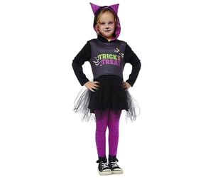 Rubies Disfraz Linda Gatita Trick or Treat para niñas, Vestido con capucha y medias, Oficial Halloween, Carnaval, Cumpleaños y Fiestas