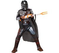 Rubies Disfraz Mandalorian Silver Premium para niños y niñas, Jumpsuit, cubre botas, capa, cinturón, bandolera y máscara, Oficial Star Wars para Carnaval, Navidad, Cumpleaños, Fiestas y Halloween.