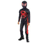 Rubies Disfraz Miles Morales Deluxe para niños y niñas, Jumpsuit con pecho musculoso y máscara, Licencia Oficial Marvel para cumpleaños, regalos, fiestas y Carnaval