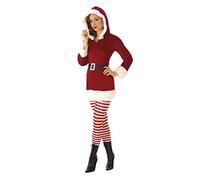Rubies Disfraz Miss Mama Noel Deluxe para mujer, Vestido con capucha y cinturón, Oficial Rubies para Navidad, Eventos navideños, Carnavl, Fiestas